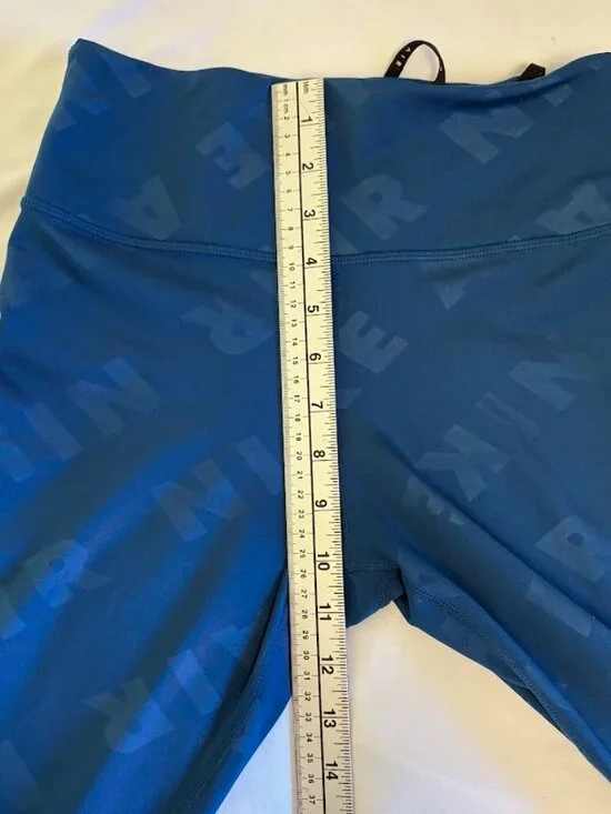 Nike Air Dri-FIT All-Over Logo ¾ Length Capri Dark Blue Leggings Small - Picture 7 of 8